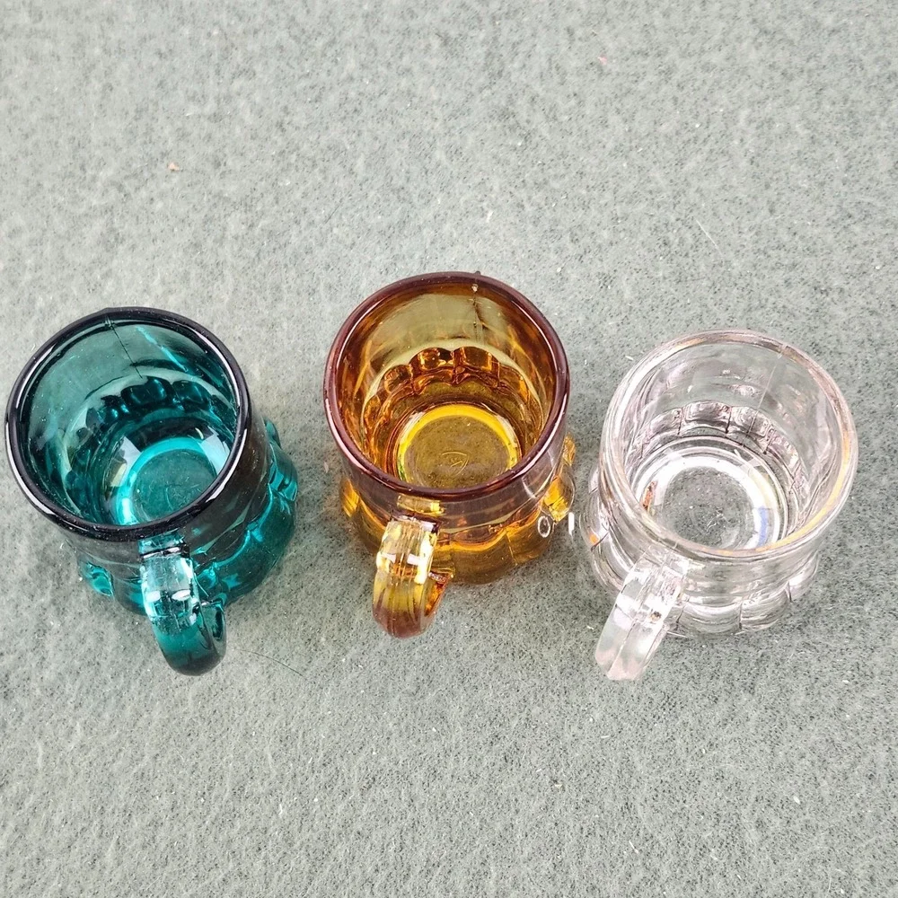 Federal Glass Shot Glass Lot Mini Beer Mug Toothpick Holders 1 oz Set of‎ 3